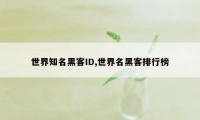 世界知名黑客ID,世界名黑客排行榜