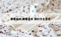 黑客话术,黑客话术 探针什么意思