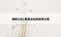 暗网上的+黑客论坛的简单介绍