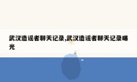武汉造谣者聊天记录,武汉造谣者聊天记录曝光