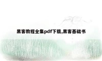 黑客教程全集pdf下载,黑客基础书