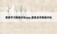 黑客学习教程手机app,黑客自学教程手机