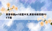 黑客帝国ps5设置中文,黑客帝国觉醒PS5下载
