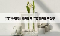 钉钉如何搞出聊天记录,钉钉聊天记录在哪