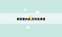 黑客里的反,怎样反黑客