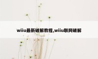 wiiu最新破解教程,wiiu联网破解