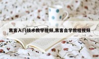 黑客入门技术教学视频,黑客自学教程视频
