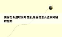 黑客怎么盗取国外信息,黑客是怎么盗取网站数据的