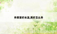 养黑客虾水温,黑虾怎么养