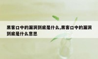 黑客口中的漏洞到底是什么,黑客口中的漏洞到底是什么意思