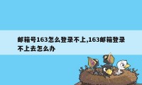 邮箱号163怎么登录不上,163邮箱登录不上去怎么办