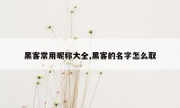 黑客常用昵称大全,黑客的名字怎么取