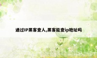 通过IP黑客查人,黑客能查ip地址吗
