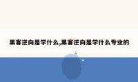 黑客逆向是学什么,黑客逆向是学什么专业的