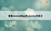 黑客momo的qq号,momo号多少