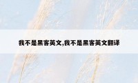 我不是黑客英文,我不是黑客英文翻译