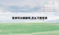 雪浪可以破解吗,怎么下载雪浪