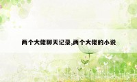 两个大佬聊天记录,两个大佬的小说