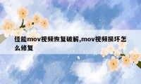 佳能mov视频恢复破解,mov视频损坏怎么修复