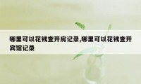 哪里可以花钱查开房记录,哪里可以花钱查开宾馆记录