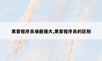 黑客程序员谁最强大,黑客程序员的区别
